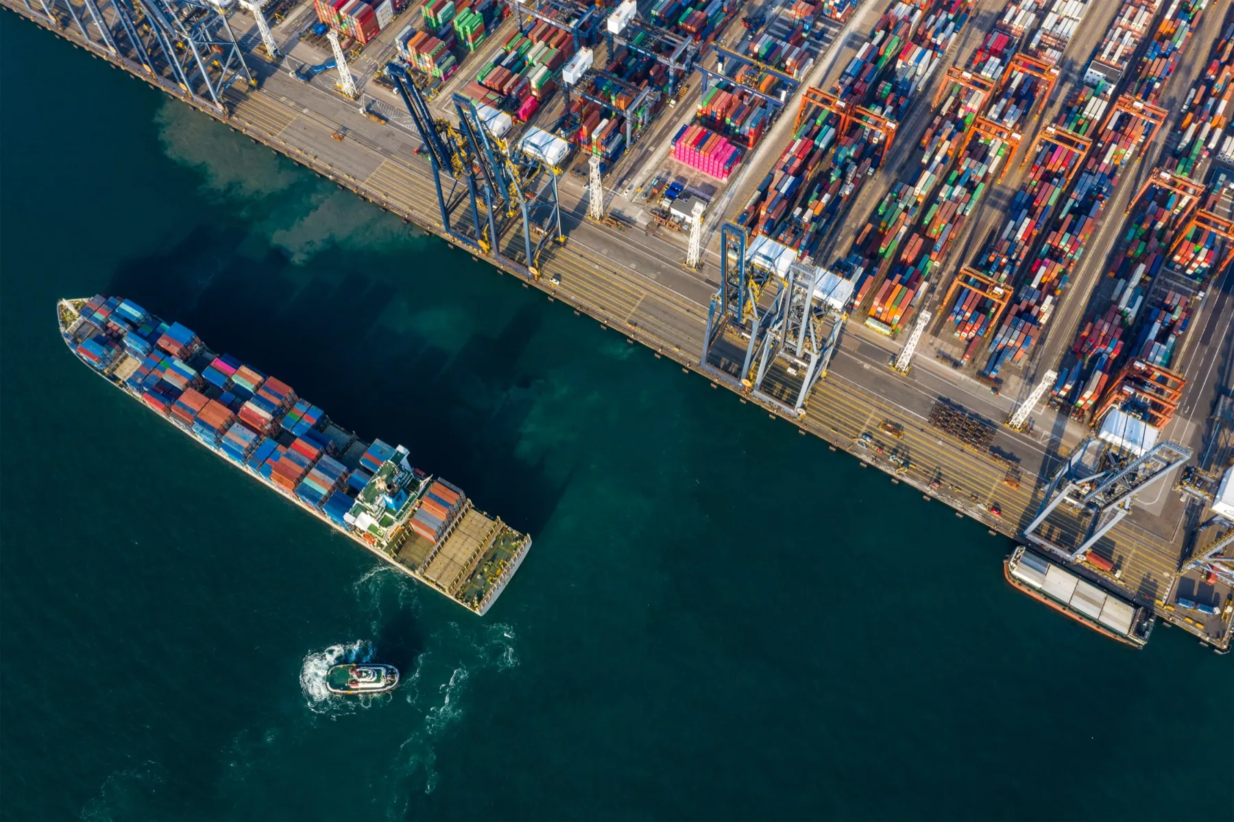 Container terminal at Kwai Tsing, Hong Kong, from the air